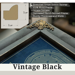 Vintage Black frame corner detail, 1.5 inch ornate wood moulding, Milwaukee Bucks - Fiserv Forum Basketball Blueprint NBA Pr…