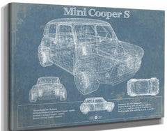 14" x 11" / Stretched Canvas Wrap Cutler West Mini Cooper Vintage Car Print
