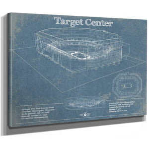 Minnesota Timberwolves - Target Center NBA Stadium Print as a stretched canvas wrap with gallery wrapped edges