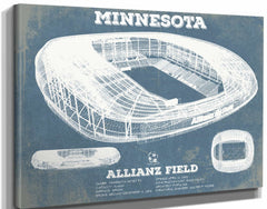 14" x 11" / Stretched Canvas Wrap Cutler West Minnesota United -  Vintage  Allianz Field MLS Soccer Print
