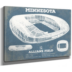 Minnesota United - Allianz Field MLS Stadium Print as a stretched canvas wrap with gallery wrapped edges