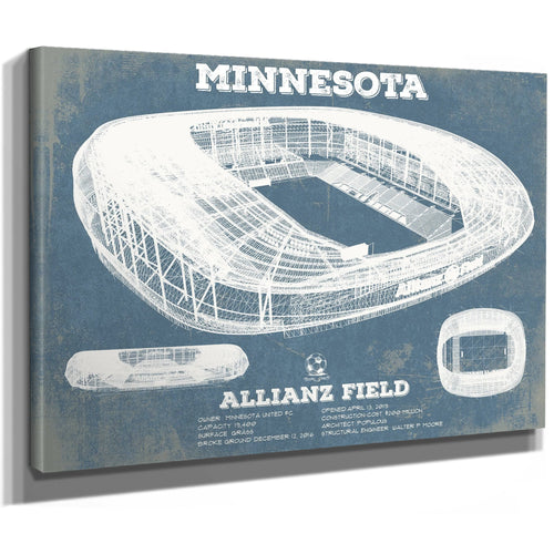 Minnesota United - Allianz Field MLS Stadium Print as a stretched canvas wrap with gallery wrapped edges