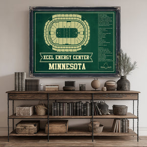 Minnesota Wild Team Colors - Xcel Energy Center Hockey Print canvas print size guide 24x18 36x24 48x36 inches