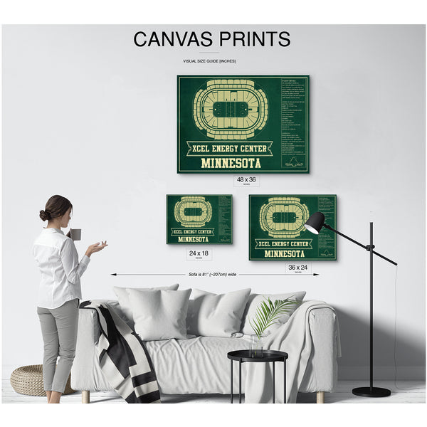 Minnesota Wild Team Colors - Xcel Energy Center Hockey Print displayed on a wall