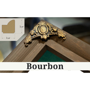 Bourbon frame corner detail, 1.5 inch ornate wood moulding, Minnesota Wild Team Colors - Xcel Energy Center Hockey Print