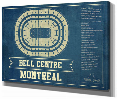 14" x 11" / Stretched Canvas Wrap Cutler West Montreal Canadiens Bell Centre Seating Chart - Vintage Hockey Print