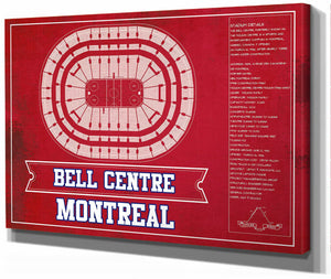 14" x 11" / Stretched Canvas Wrap Cutler West Montreal Canadiens Bell Centre Seating Chart - Vintage Hockey Team Color Print