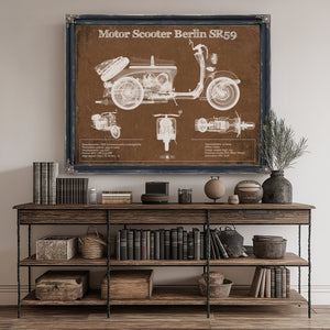 Motor Scooter IWL Berlin SR59 Print canvas print size guide 24x18 36x24 48x36 inches