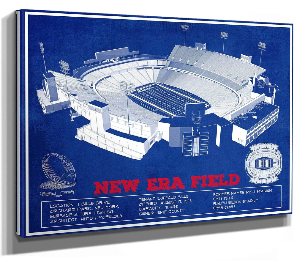 14" x 11" / Stretched Canvas Wrap Cutler West New Era Field Buffalo Bills Team Color
