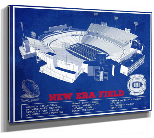 14" x 11" / Stretched Canvas Wrap Cutler West New Era Field Buffalo Bills Team Color