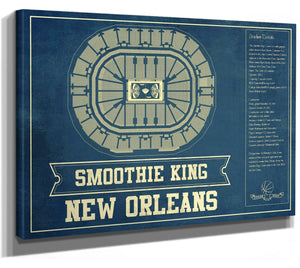 14" x 11" / Stretched Canvas Wrap Cutler West New Orleans Pelicans Smoothie King Center Vintage Basketball Blueprint NBA Print
