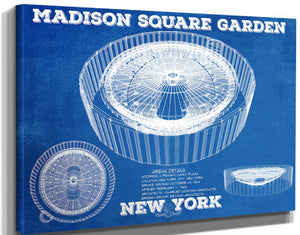 14" x 11" / Stretched Canvas Wrap Cutler West New York Knicks - Madison Square Garden Vintage Blueprint NBA Basketball NBA - Team Color Print