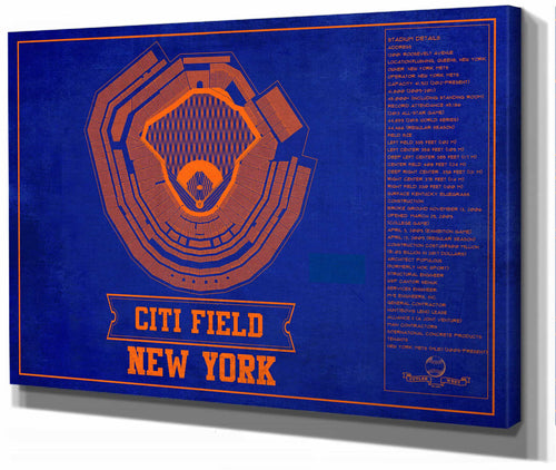 14" x 11" / Stretched Canvas Wrap Cutler West New York Mets - Citi Field Vintage Seating Chart Baseball Print