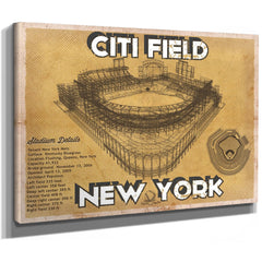 New York Mets Citi Field Seating Stadium Print as a stretched canvas wrap with gallery wrapped edges