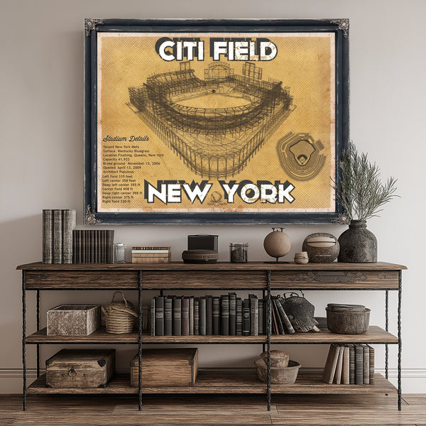 New York Mets Citi Field Seating Stadium Print canvas print size guide 24x18 36x24 48x36 inches
