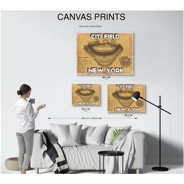 New York Mets Citi Field Seating Stadium Print displayed on a wall