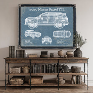 2020 Nissan Patrol Ti L Blueprint Art Print canvas print size guide 24x18 36x24 48x36 inches