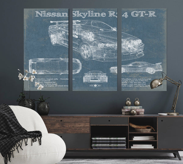 Cutler West Nissan Skyline R34 GT-R Original Blueprint Art