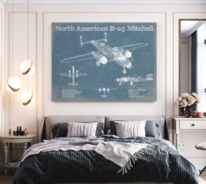 Cutler West North American B-25 Mitchell Vintage Aviation Blueprint Military Print - Custom Name and Squadron Text