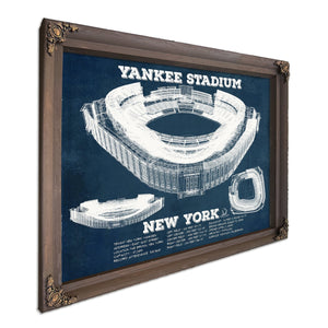 NY Yankees - Yankee Stadium Print in a Bourbon stained wood frame with antique gold corners