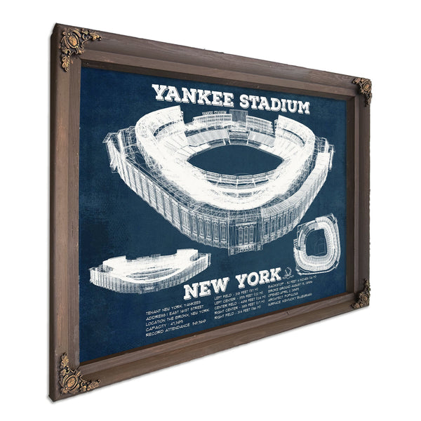NY Yankees - Yankee Stadium Print in a Bourbon stained wood frame with antique gold corners