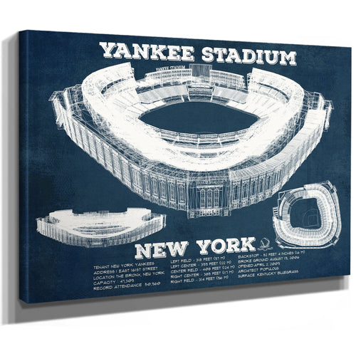 NY Yankees - Yankee Stadium Print as a stretched canvas wrap with gallery wrapped edges