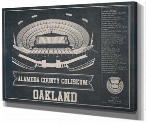 14" x 11" / Stretched Canvas Wrap Cutler West Oakland Raiders Alameda County Coliseum Vintage - Vintage Football Print