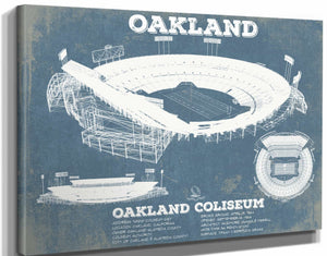 14" x 11" / Stretched Canvas Wrap Cutler West Oakland Raiders Oakland Coliseum NFL Vintage Football Print