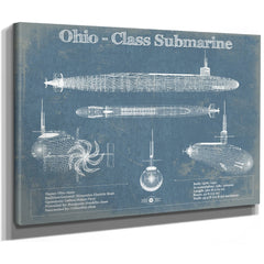 Ohio SSBN Nuclear Ballistic Missile Submarine Naval Print as a stretched canvas wrap with gallery wrapped edges