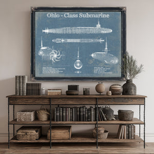 Ohio SSBN Nuclear Ballistic Missile Submarine Naval Print canvas print size guide 24x18 36x24 48x36 inches