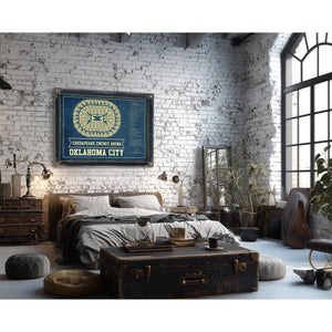 Oklahoma City Thunder - Chesapeake Energy Arena Print framed in Vintage Black in a farmhouse entryway