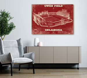 Cutler West Oklahoma Sooners Football - Gaylord Family Oklahoma Memorial Vintage Stadium Blueprint Art Print (Copy)