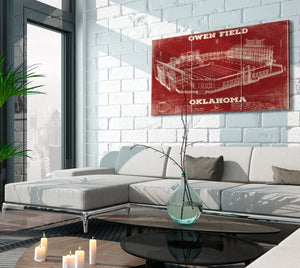 Cutler West Oklahoma Sooners Football - Gaylord Family Oklahoma Memorial Vintage Stadium Blueprint Art Print (Copy)