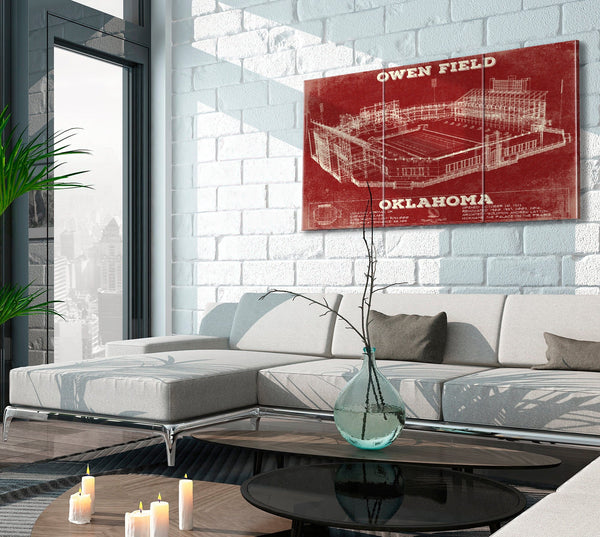Cutler West Oklahoma Sooners Football - Gaylord Family Oklahoma Memorial Vintage Stadium Blueprint Art Print (Copy)