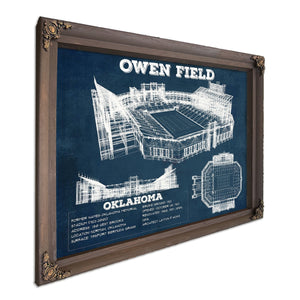 Oklahoma Sooners Football Gaylord Family Oklahoma Print in a Bourbon stained wood frame with antique gold corners