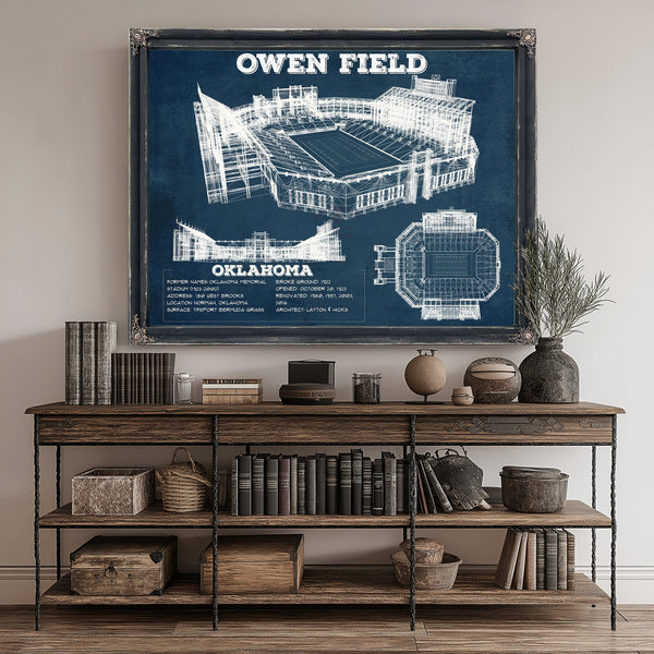 Oklahoma Sooners Football Gaylord Family Oklahoma Print canvas print size guide 24x18 36x24 48x36 inches