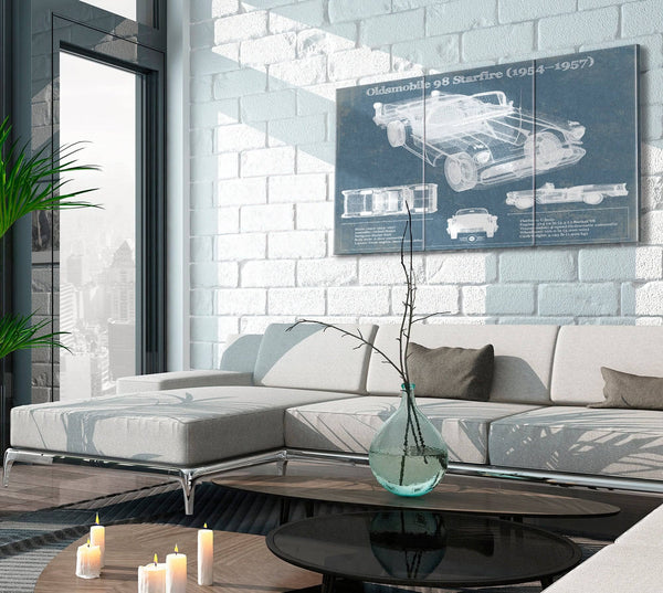 Cutler West Oldsmobile 98 Starfire (1954–1957) Convertible Blueprint Vintage Auto Print