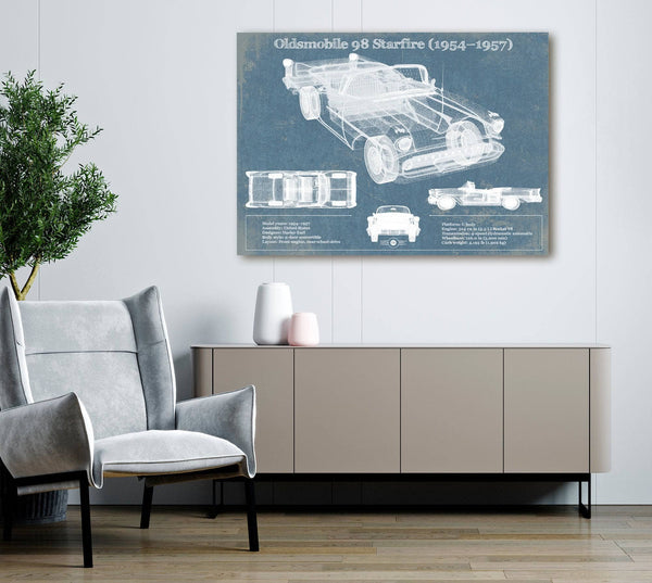 Cutler West Oldsmobile 98 Starfire (1954–1957) Convertible Blueprint Vintage Auto Print