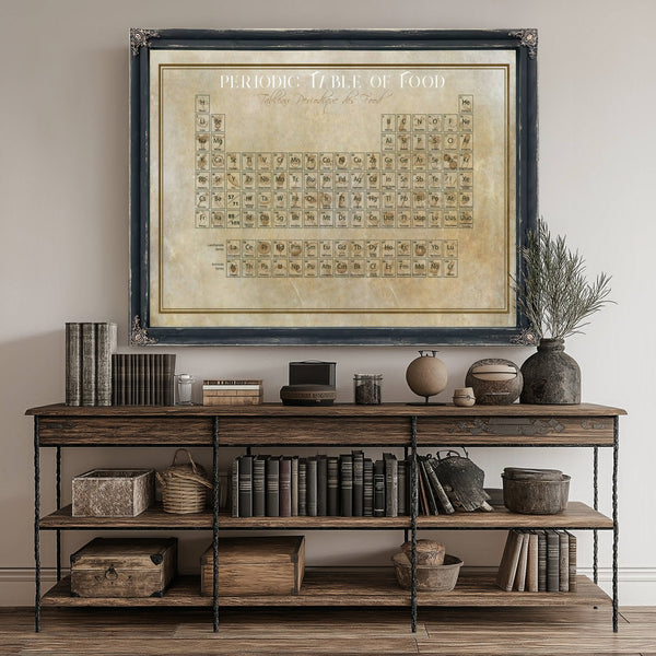 Original Food Periodic Table of Elements Print canvas print size guide 24x18 36x24 48x36 inches