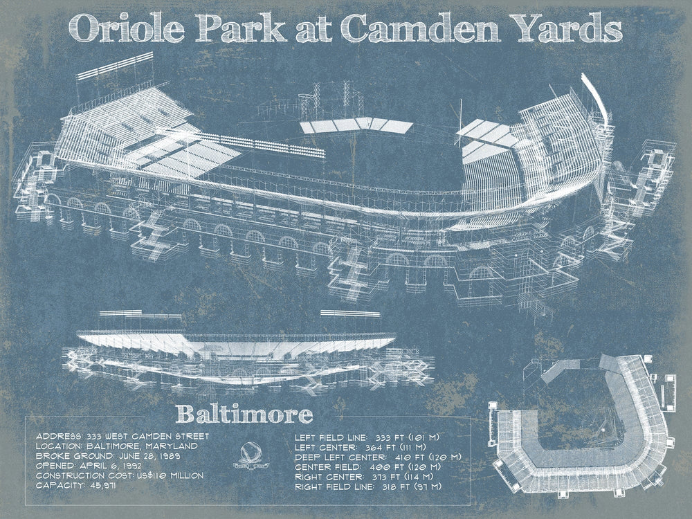 14" x 11" / Stretched Canvas Wrap Cutler West Oriole Park at Camden Yards Baseball Print