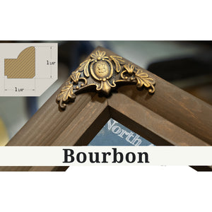 Bourbon frame corner detail, 1.5 inch ornate wood moulding, P-51 Mustang Fighter Plane Print
