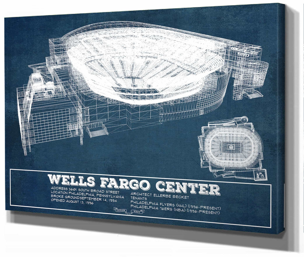14" x 11" / Stretched Canvas Wrap Cutler West Philadelphia Flyers Wells Fargo Center Philadelphia Seating Chart - Vintage Hockey Print
