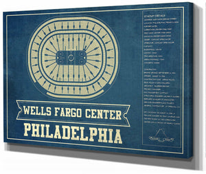 14" x 11" / Stretched Canvas Wrap Cutler West Philadelphia Flyers Wells Fargo Center Philadelphia Seating Chart - Vintage Hockey Team Color Print