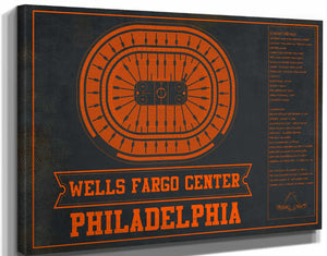 14" x 11" / Stretched Canvas Wrap Cutler West Philadelphia Flyers Wells Fargo Center Philadelphia Seating Chart - Vintage Hockey Team Color Print
