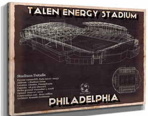 14" x 11" / Stretched Canvas Wrap Cutler West Philadelphia Union F.C. -  Vintage Talen Energy Stadium MLS Soccer Print