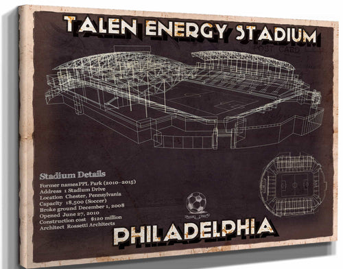 14" x 11" / Stretched Canvas Wrap Cutler West Philadelphia Union F.C. -  Vintage Talen Energy Stadium MLS Soccer Print