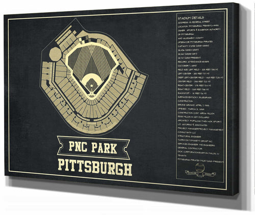 14" x 11" / Stretched Canvas Wrap Cutler West Pittsburgh Pirates - PNC Park Vintage Seating Chart Baseball Print