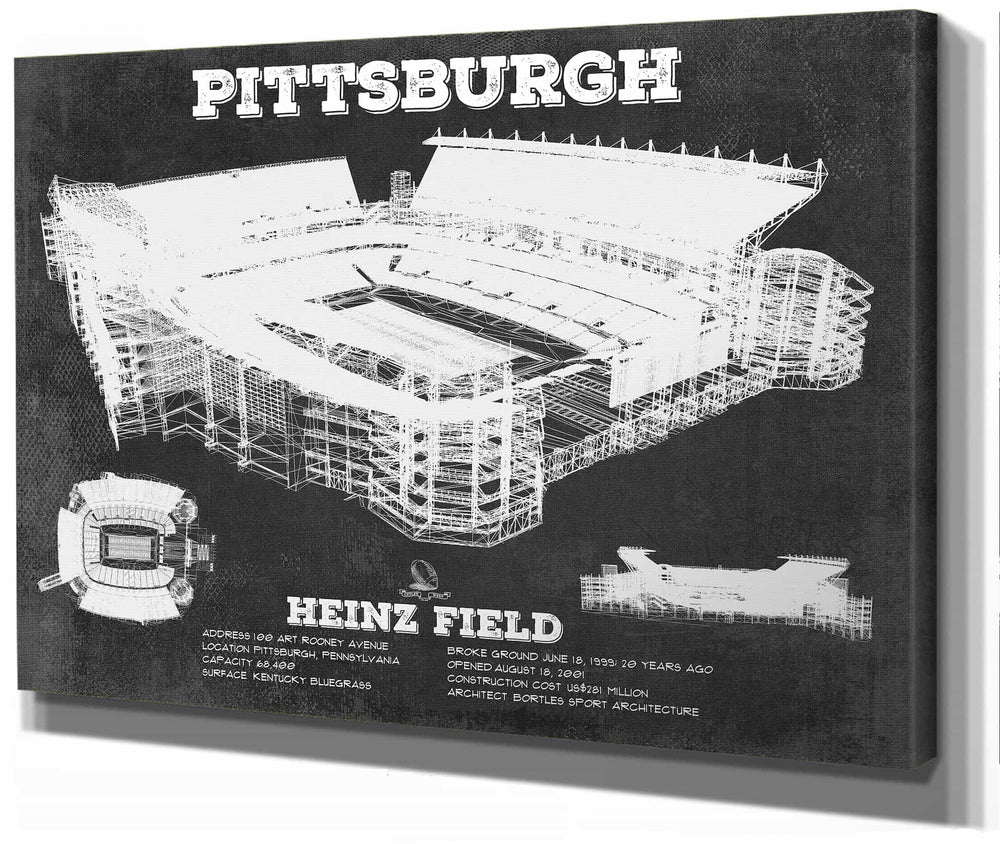 14" x 11" / Stretched Canvas Wrap Cutler West Pittsburgh Steelers Stadium Art - Heinz Field - Vintage Football Print