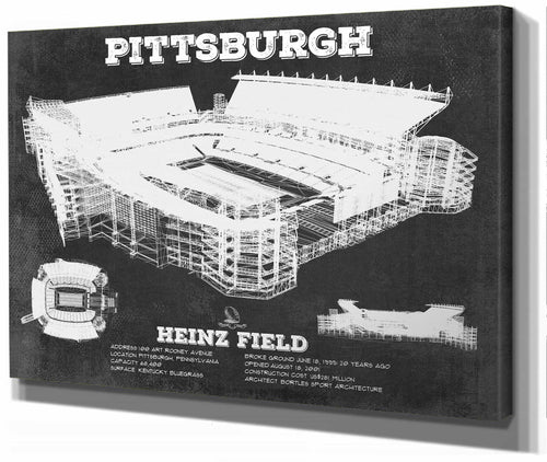 14" x 11" / Stretched Canvas Wrap Cutler West Pittsburgh Steelers Stadium Art - Heinz Field - Vintage Football Print