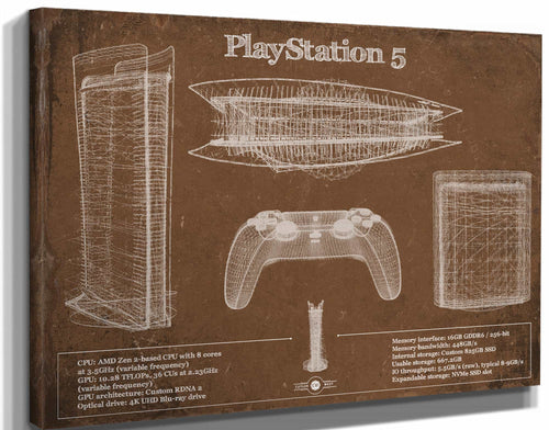 14" x 11" / Stretched Canvas Wrap Cutler West Playstation 5 Blueprint Original Wall Art